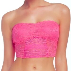 Free People Intimately Galloon Scalloped Cropped Lace Bra Bandeau Medium Pink